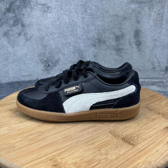 Puma Palermo Shoes Kids Size 13C Black White Gum Suede Casual Sneakers 397276-03 - Picture 3 of 8